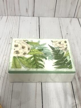 F.lli Ticciati Italian Alabaster Box Botanical Floral Vanity Decor Italy